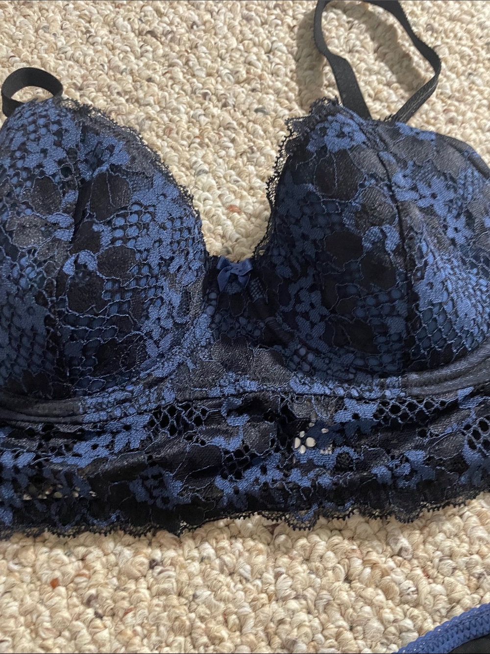 Adore Me Navy and Black Lace Longline Bra & Bikini Set - Picture 3 of 5
